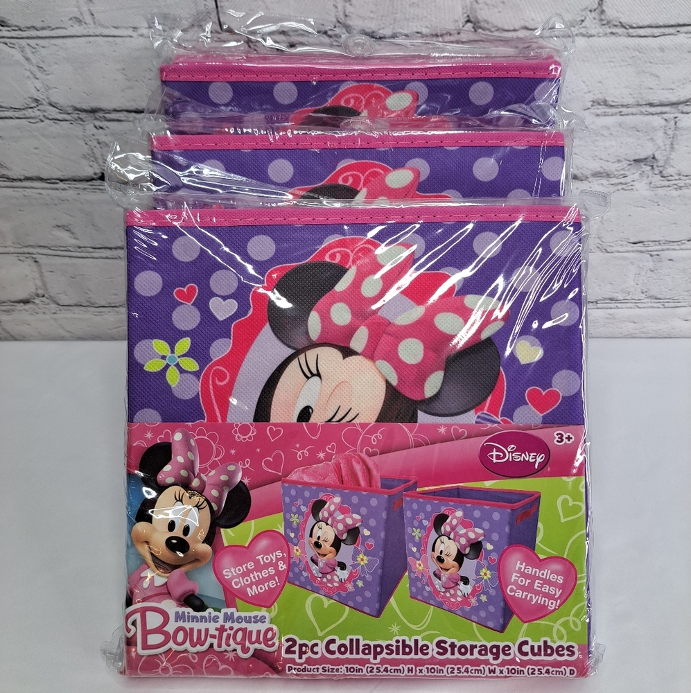 'DISNEY' STORAGE CUBE UNIT MINNIE MOUSE "BOWTIQUE" FOLDING 6-PIECE SET - Picture 15 of 16